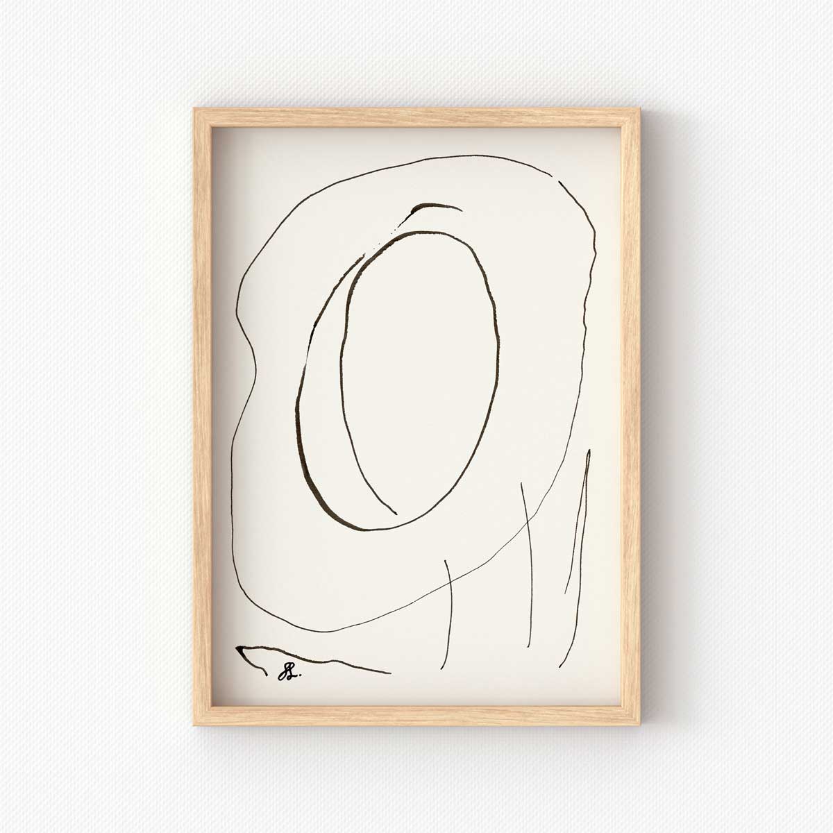 printable black and white line art of minimal abstract flower
