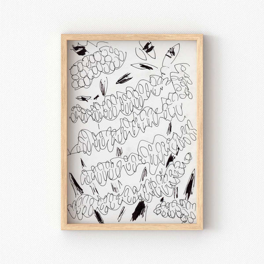 printable wall art of abstract black and white nature sketch
