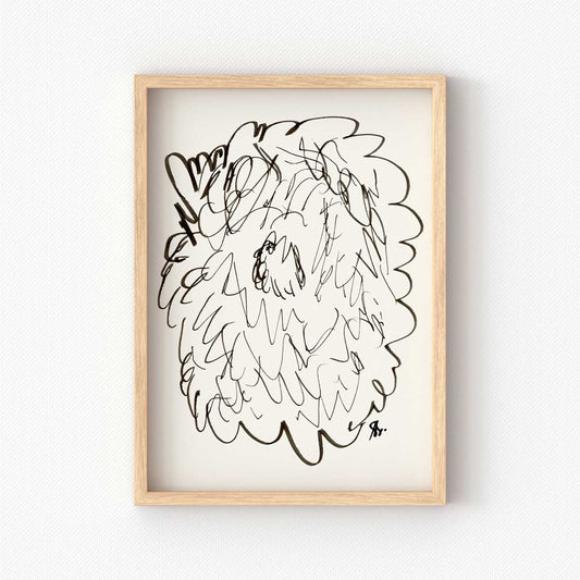 printable black and white line art of funny abstract flower