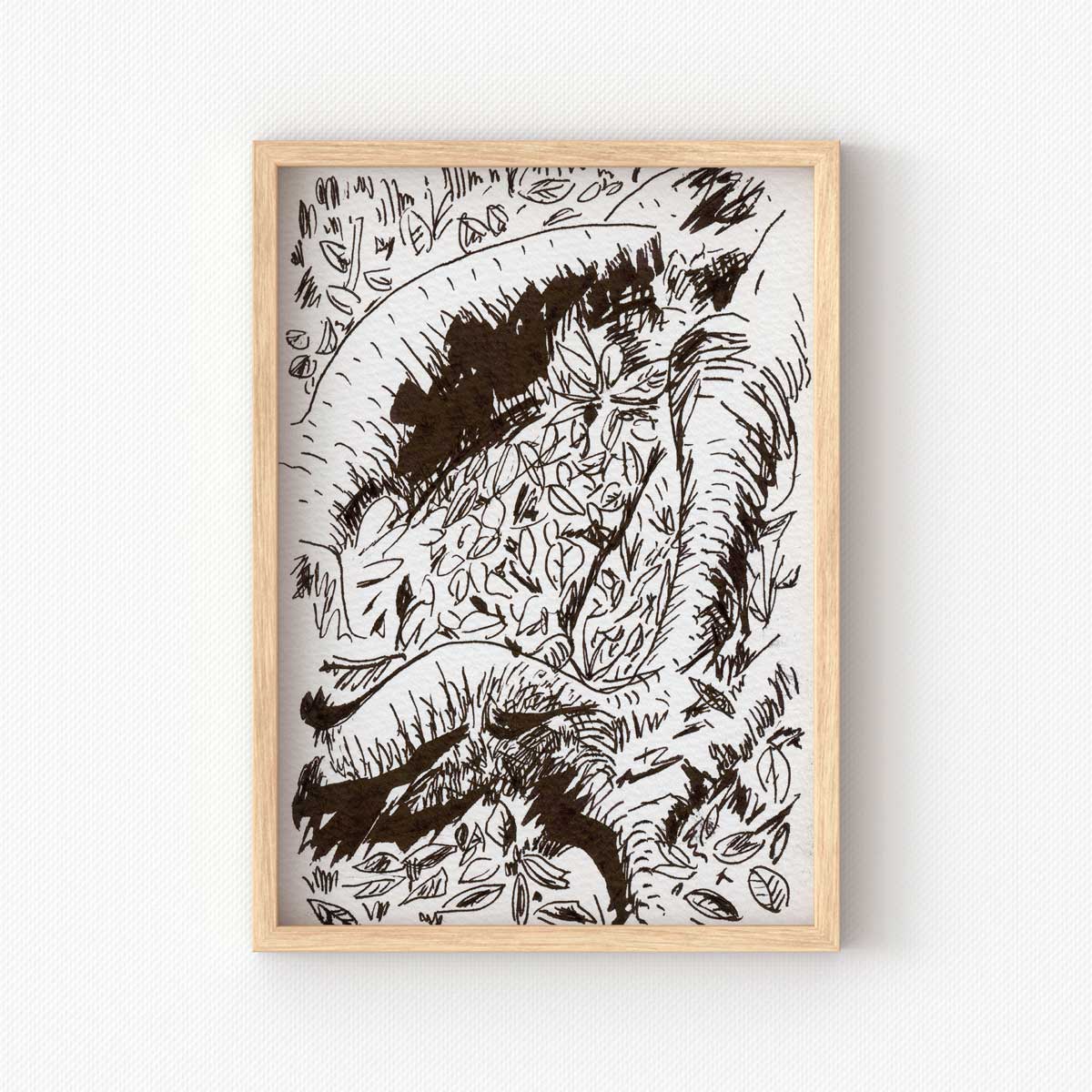 printable wall art of black and white nature sketch